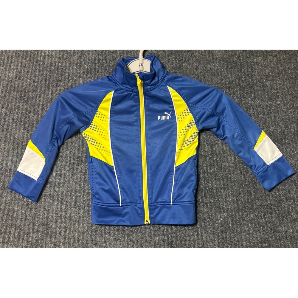Kids Puma Blue Yellow Track Jacket Full Zip Sport Lifestyle Size 2‎